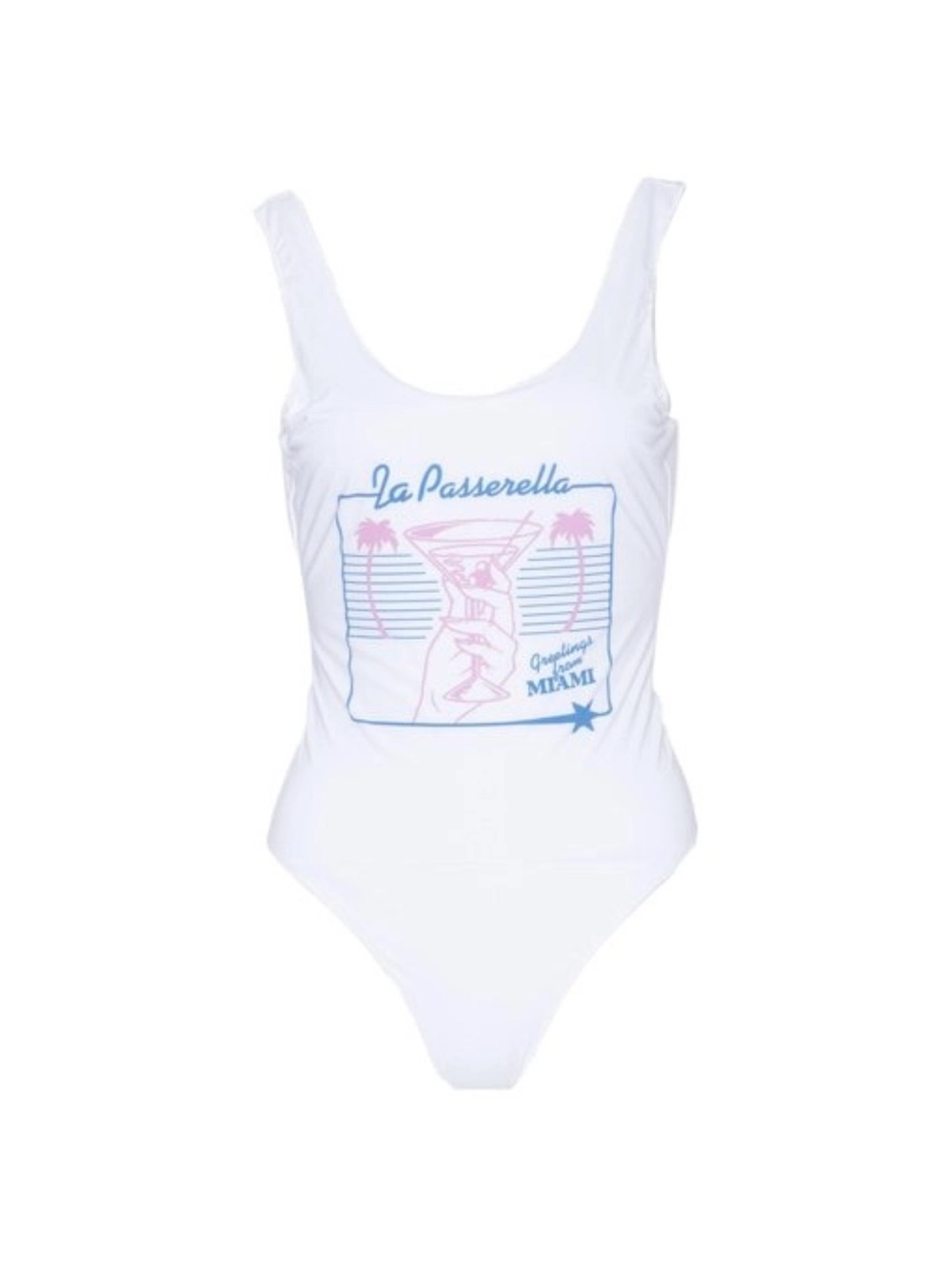 Oseree White Graphic One-Piece Swimsuit special edition Miami swim week L